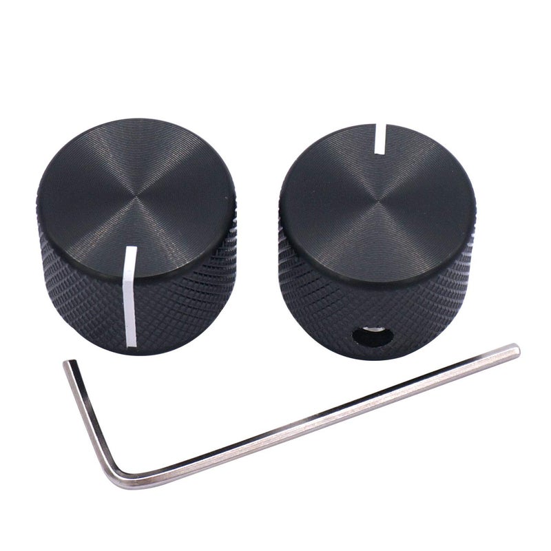Taiss 2pcs Black Aluminum Rotary Electronic Control Potentiometer, Volume & Switch Knob, 20mm Dia. x 17mm Height for 6mm Shaft - Image 5